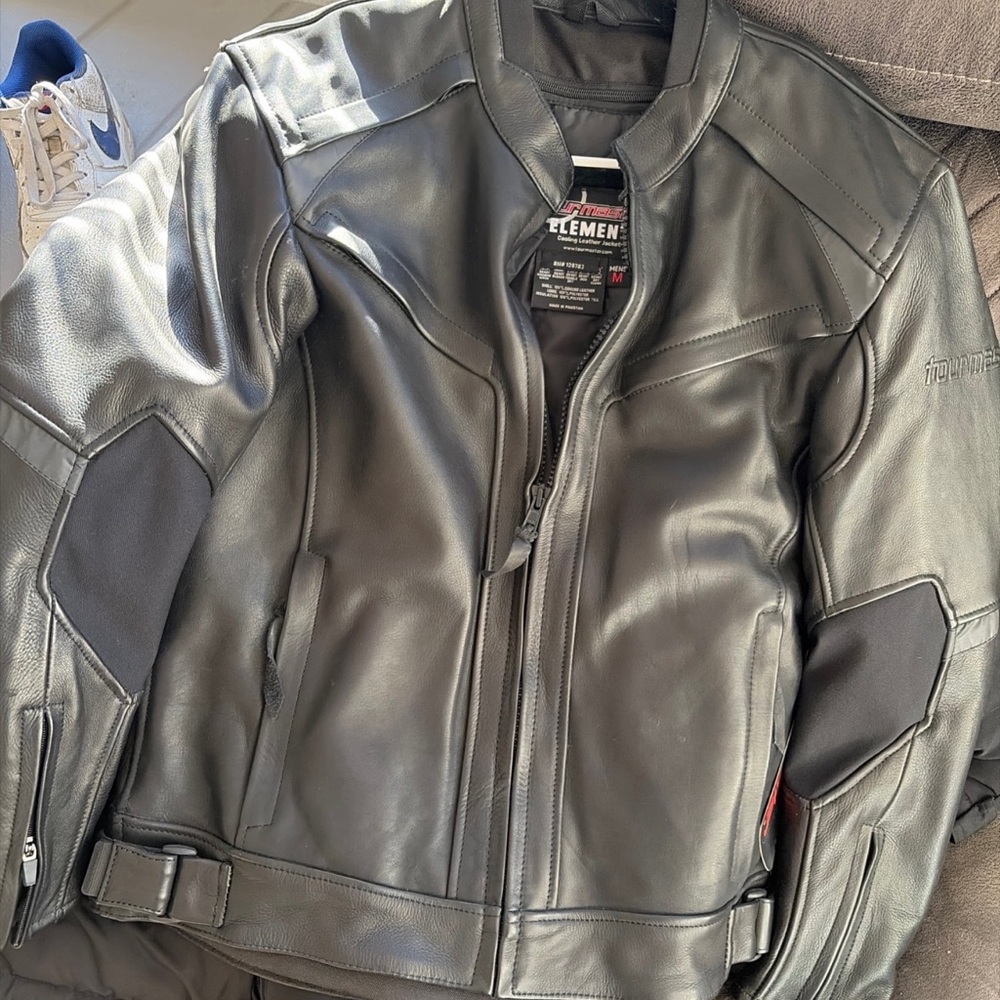Tourmaster Element Leather Motorcycle Jacket, Black, Men’s